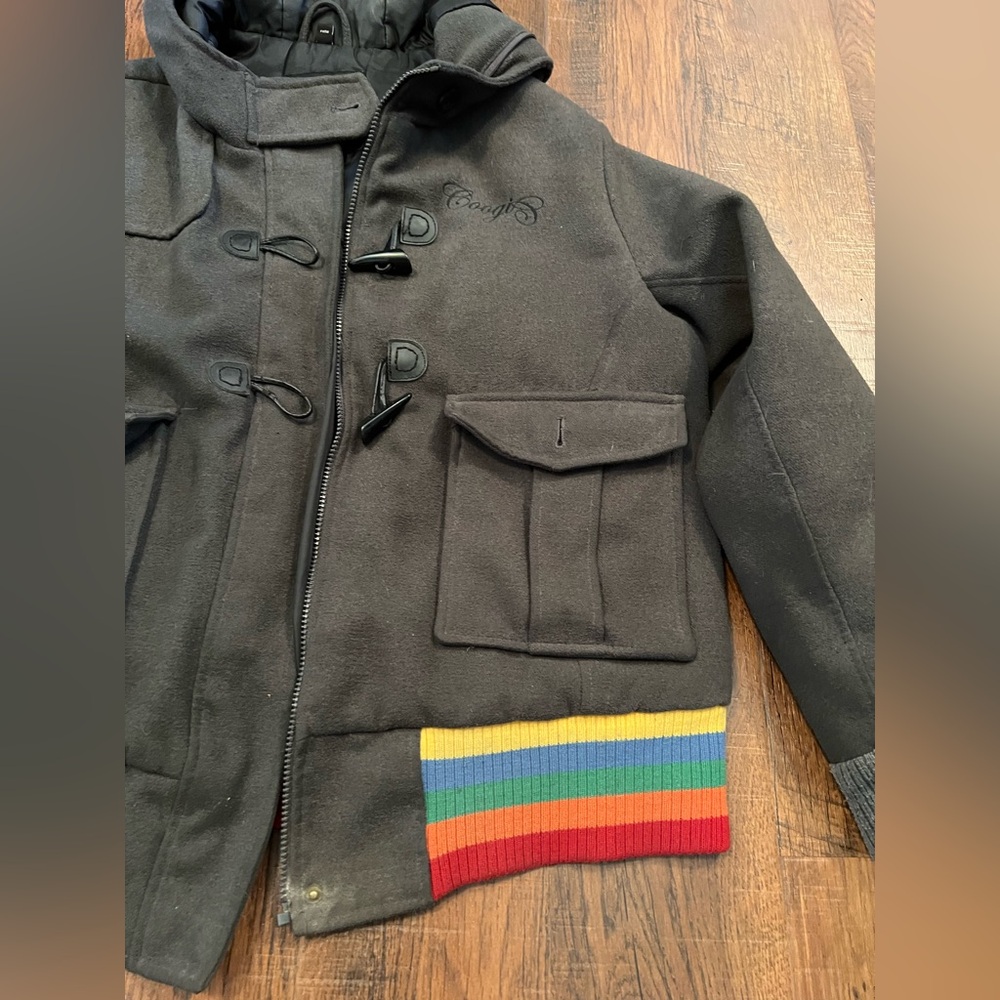 Coogi Australia Spell Out Rainbow Hooded Gray Jacket Coat Womens - Picture 5 of 8